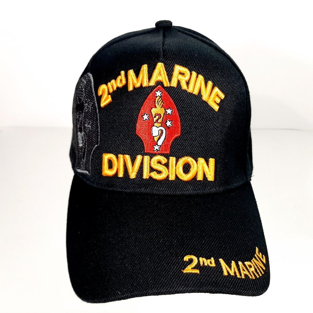 2nd Marine Division Men's Ball Cap Hat Black Embro